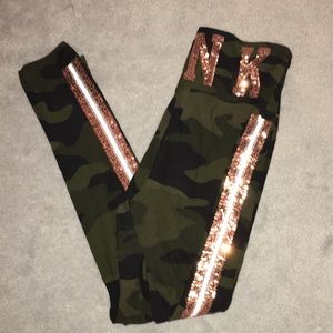 VS Pink Camo with Rose Gold Sequins Leggings